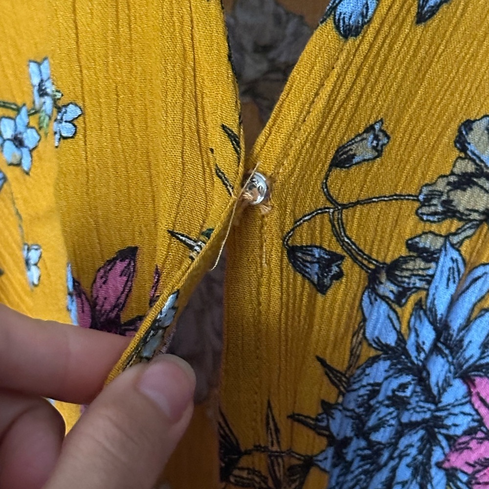 Yellow Ruffled Wrap Sundress with Puff Sleeves - Picture 8 of 15